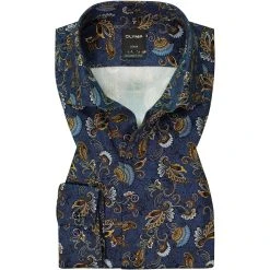 OLYMP Luxor Modern Fit 1219/64/18 Hemd, Baumwolle, Marine gemustert, Marine