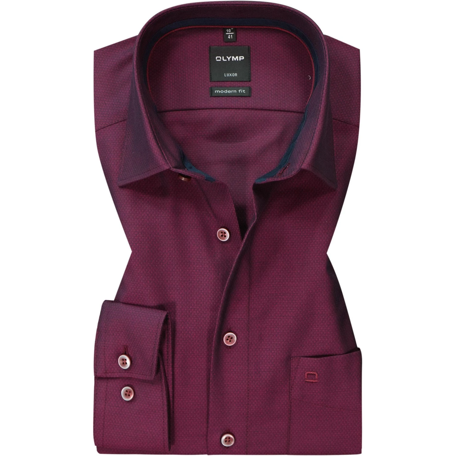 OLYMP Luxor Modern Fit 69EL 1268/89/86 Hemd, Baumwolle, Extra langer Arm, Granat 1 OLYMP Luxor Modern Fit 69EL 1268/89/86 Hemd, Baumwolle, Extra langer Arm, Granat