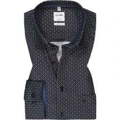 OLYMP Luxor Comfort Fit 1017/64/24 Hemd, Baumwolle, Nachtblau gemustert, Caramel