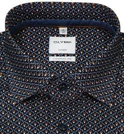 OLYMP Luxor Comfort Fit 1017/64/24 Hemd, Baumwolle, Nachtblau gemustert, Caramel -hemdenverkauf 374586 norm2