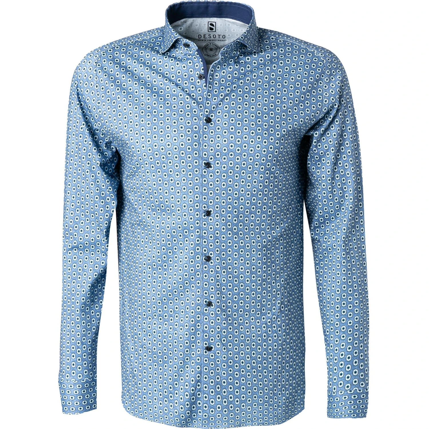 DESOTO Hemd New Hai 47107-3/528 Jersey, Blau gemustert, Blau 1 DESOTO Hemd New Hai 47107-3/528 Jersey, Blau gemustert, Blau