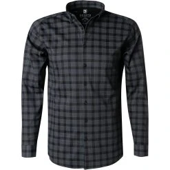 DESOTO Hemd Modern B.D. 49213-3/920 Jersey, Schwarz-grau kariert, Schwarz