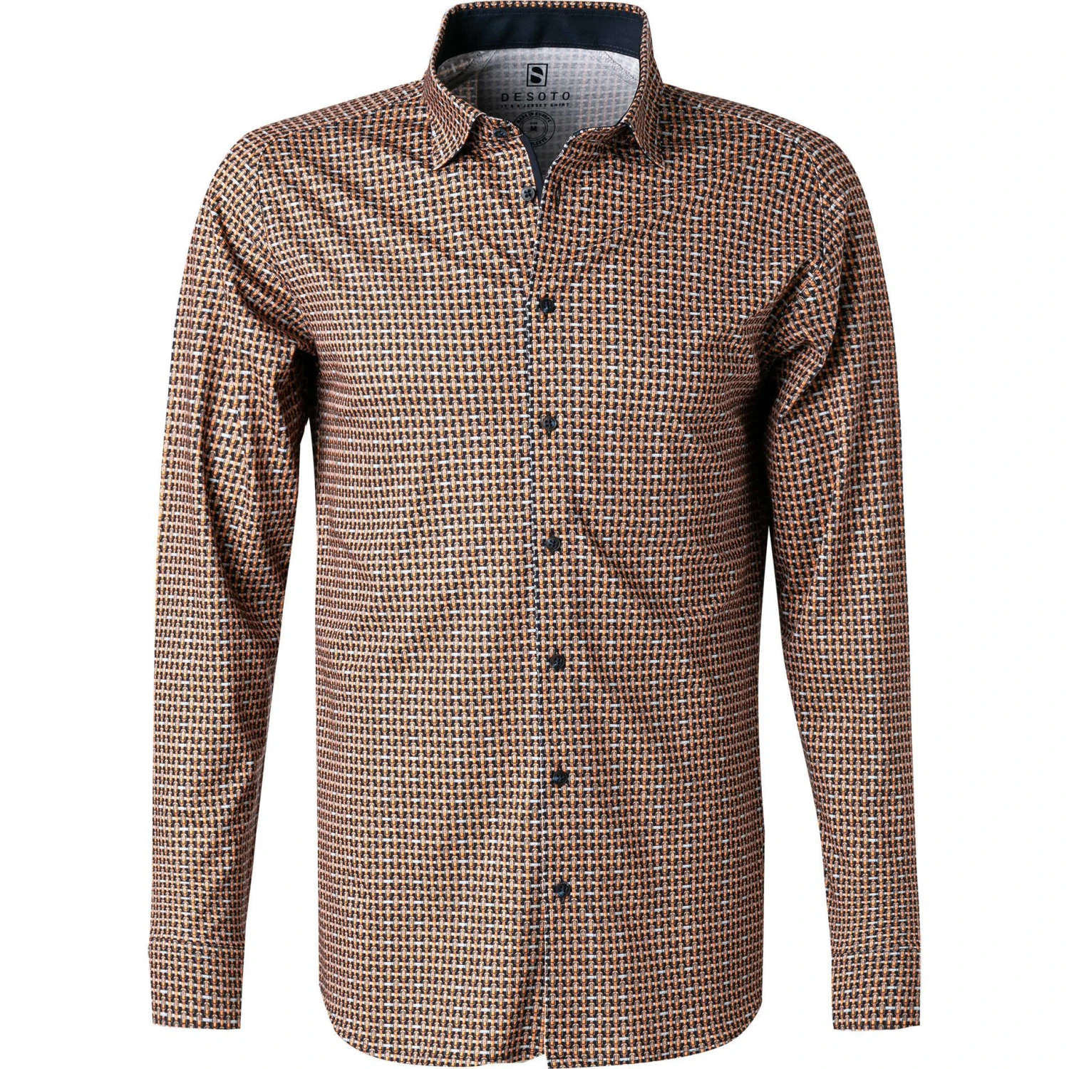 DESOTO Hemd Kent 47228-3/217 Jersey, Dunkelorange gemustert, Dunkelorange 1 DESOTO Hemd Kent 47228-3/217 Jersey, Dunkelorange gemustert, Dunkelorange