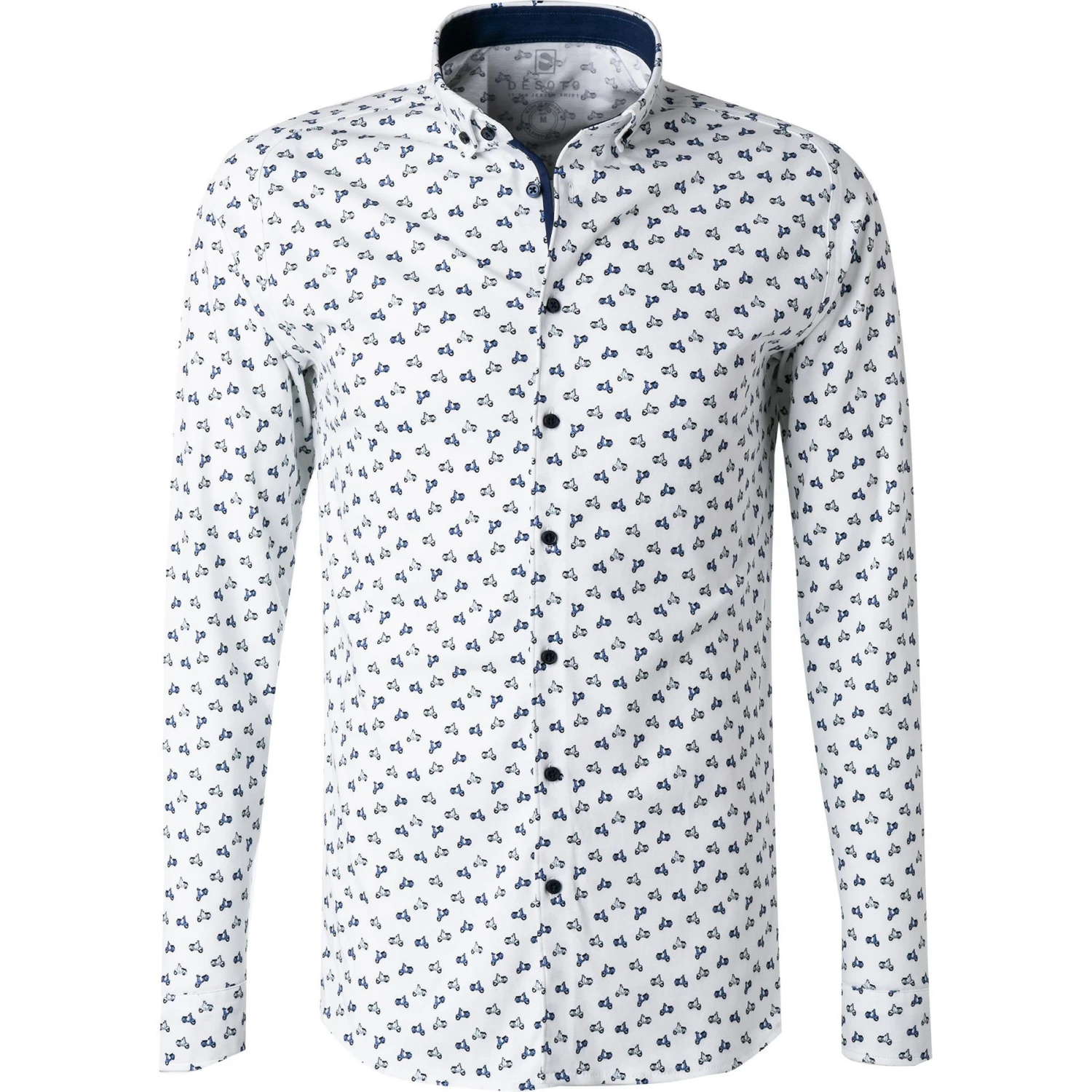 DESOTO Hemd Modern B.D. 47113-3/156 Jersey, Weiß-blau gemustert, Weiß-blau 1 DESOTO Hemd Modern B.D. 47113-3/156 Jersey, Weiß-blau gemustert, Weiß-blau