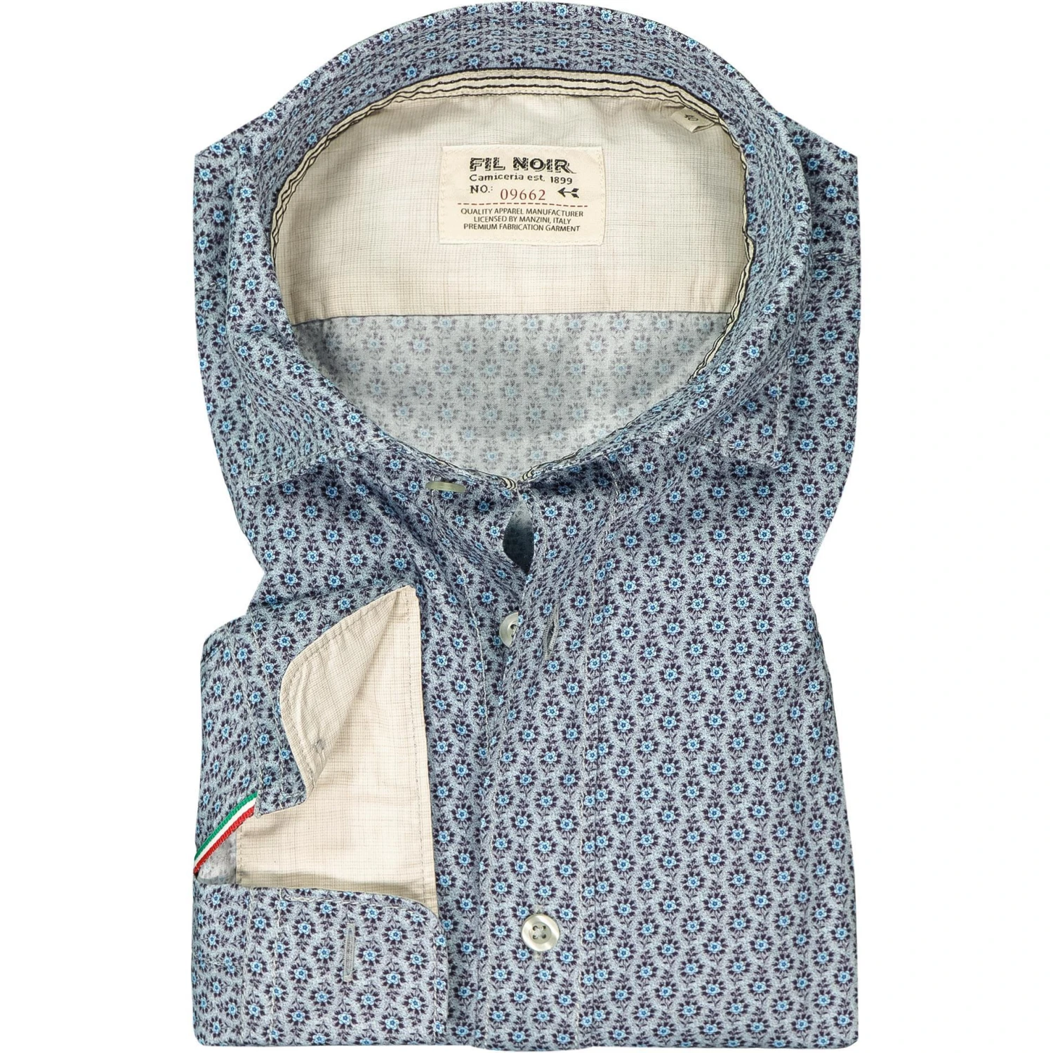 FIL NOIR Hemd Treviso 51508/67 Shaped Fit, Baumwolle CO2-Neutral, Hellgrau-hellblau gemustert, Blau 1 FIL NOIR Hemd Treviso 51508/67 Shaped Fit, Baumwolle CO2-Neutral, Hellgrau-hellblau gemustert, Blau