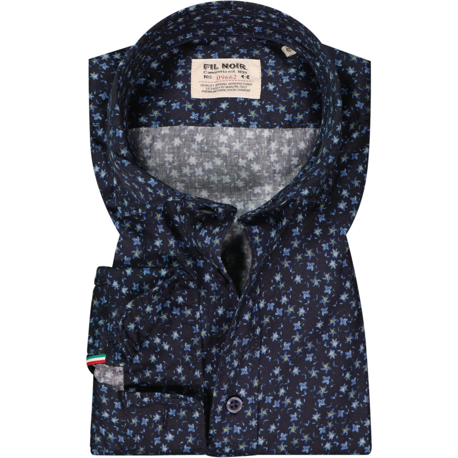 FIL NOIR Hemd Treviso 51556/70 Shaped Fit, Baumwolle CO2-Neutral, Nachtblau gemustert, Nachtblau 1 FIL NOIR Hemd Treviso 51556/70 Shaped Fit, Baumwolle CO2-Neutral, Nachtblau gemustert, Nachtblau