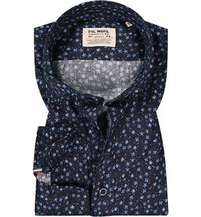 FIL NOIR Hemd Treviso 51556/70 Shaped Fit, Baumwolle CO2-Neutral, Nachtblau gemustert, Nachtblau 2 FIL NOIR Hemd Treviso 51556/70 Shaped Fit, Baumwolle CO2-Neutral, Nachtblau gemustert, Nachtblau – Bild 2