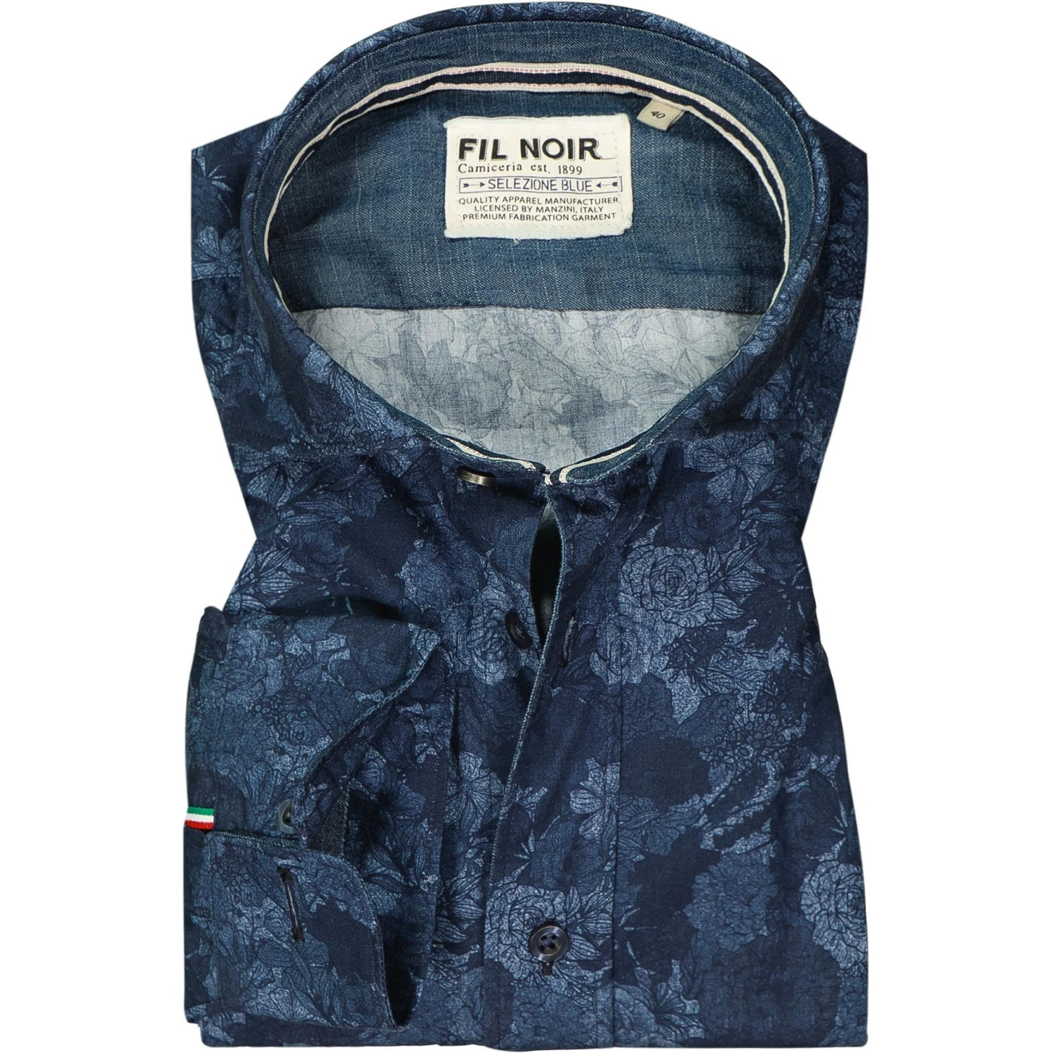 FIL NOIR Hemd Giuseppe 51574/68 Shaped Fit, Baumwolle CO2-Neutral, Indigo gemustert, Indigo 1 FIL NOIR Hemd Giuseppe 51574/68 Shaped Fit, Baumwolle CO2-Neutral, Indigo gemustert, Indigo