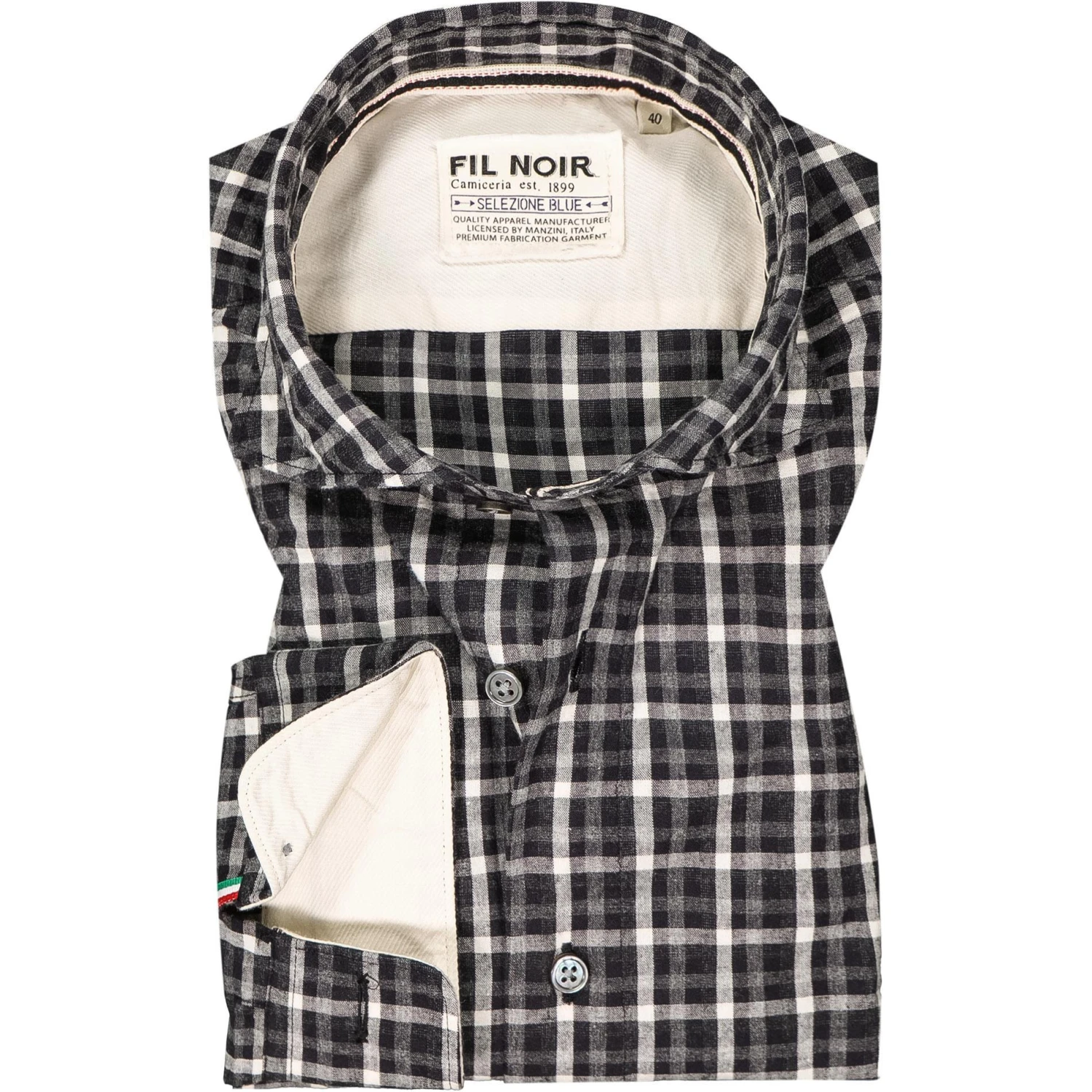 FIL NOIR Hemd Giuseppe 51576/09 Shaped Fit, Flanell CO2-Neutral, Schwarz-ecru kariert, Schwarz 1 FIL NOIR Hemd Giuseppe 51576/09 Shaped Fit, Flanell CO2-Neutral, Schwarz-ecru kariert, Schwarz