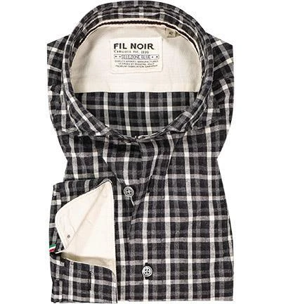 FIL NOIR Hemd Giuseppe 51576/09 Shaped Fit, Flanell CO2-Neutral, Schwarz-ecru kariert, Schwarz 2 FIL NOIR Hemd Giuseppe 51576/09 Shaped Fit, Flanell CO2-Neutral, Schwarz-ecru kariert, Schwarz – Bild 2