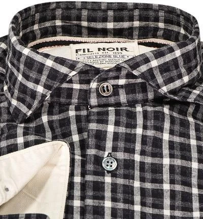 FIL NOIR Hemd Giuseppe 51576/09 Shaped Fit, Flanell CO2-Neutral, Schwarz-ecru kariert, Schwarz 3 FIL NOIR Hemd Giuseppe 51576/09 Shaped Fit, Flanell CO2-Neutral, Schwarz-ecru kariert, Schwarz – Bild 3