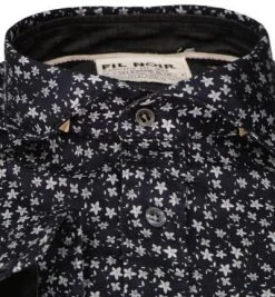 FIL NOIR Hemd Giuseppe 51567/09 Shaped Fit, Baumwolle CO2-Neutral, Dunkelblau-silbergrau gemustert, Schwarz -hemdenverkauf 374846 norm2