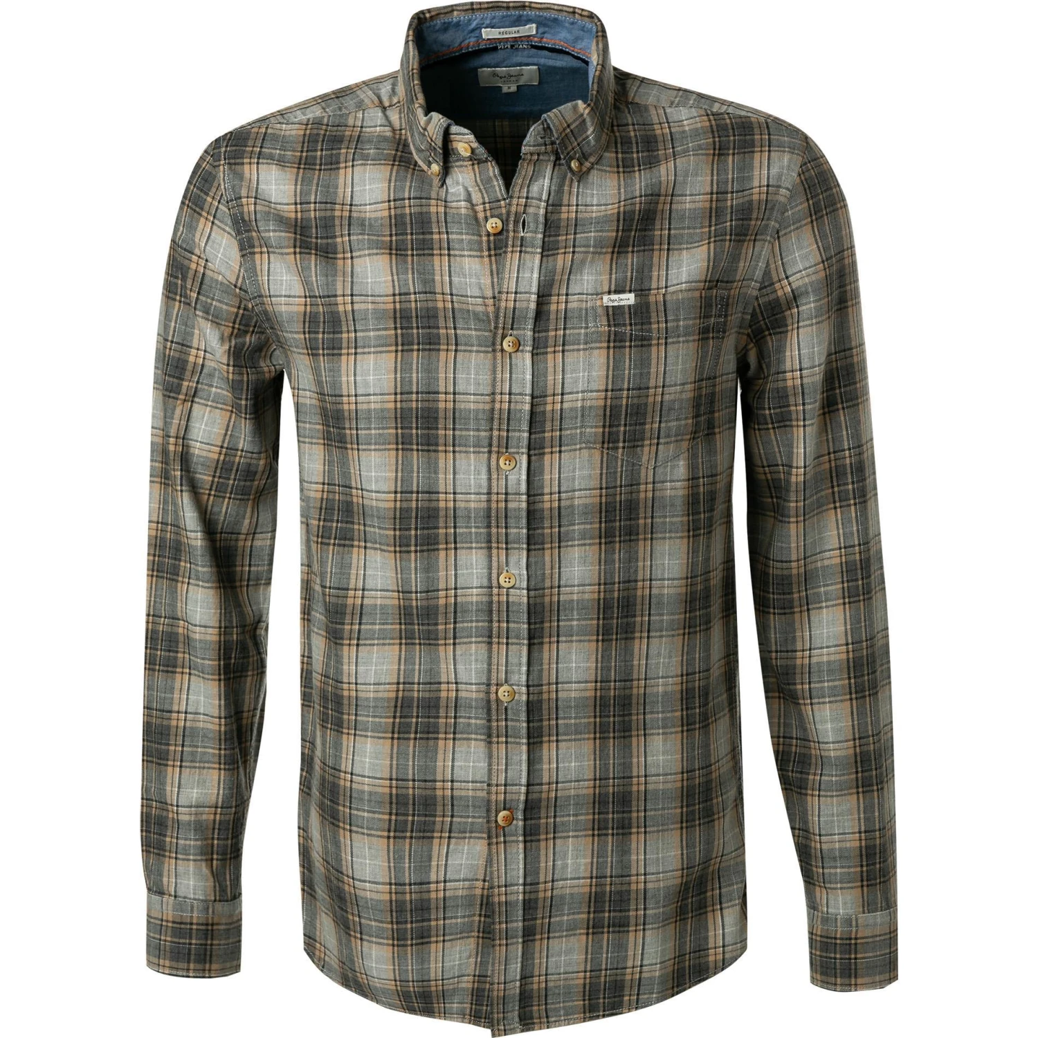 Pepe Jeans Hemd Savion PM307125/0AA Regular Fit, Baumwolle, Blau-beige kariert, Blau-beige 1 Pepe Jeans Hemd Savion PM307125/0AA Regular Fit, Baumwolle, Blau-beige kariert, Blau-beige