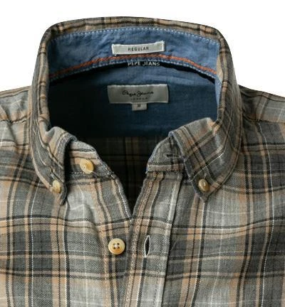Pepe Jeans Hemd Savion PM307125/0AA Regular Fit, Baumwolle, Blau-beige kariert, Blau-beige 3 Pepe Jeans Hemd Savion PM307125/0AA Regular Fit, Baumwolle, Blau-beige kariert, Blau-beige – Bild 3