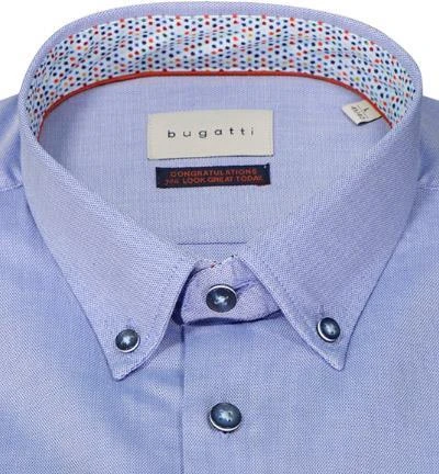 bugatti Hemd 9350/88800/350 Modern Fit, Baumwolle, Mittelblau meliert, Hellblau 3 bugatti Hemd 9350/88800/350 Modern Fit, Baumwolle, Mittelblau meliert, Hellblau – Bild 3