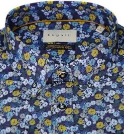 bugatti Hemd 9350/88825/390 Modern Fit, Baumwolle, Weiß-multicolor gemustert, Navy-blau-gelb -hemdenverkauf 375252 norm2