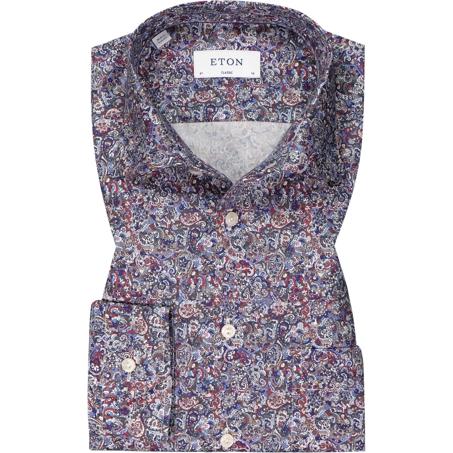 ETON Hemd 1000/02477/55 Classic Fit, Baumwolle, Blau-beere gemustert , Rot-dunkelblau 1 ETON Hemd 1000/02477/55 Classic Fit, Baumwolle, Blau-beere gemustert , Rot-dunkelblau