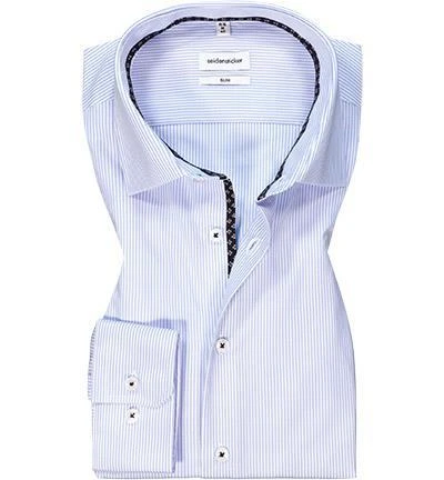 Seidensticker Hemd 650590/13 Slim Fit, Baumwolle, Hellblau-weiß gestreift, Hellblau 2 Seidensticker Hemd 650590/13 Slim Fit, Baumwolle, Hellblau-weiß gestreift, Hellblau – Bild 2