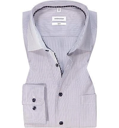 Seidensticker Hemd 650590/19 Slim Fit, Baumwolle, Dunkelblau-weiß gestreift, Dunkelblau 2 Seidensticker Hemd 650590/19 Slim Fit, Baumwolle, Dunkelblau-weiß gestreift, Dunkelblau – Bild 2