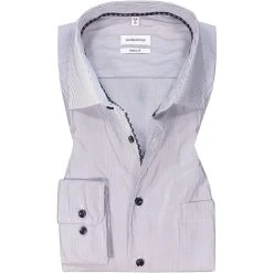 Seidensticker Hemd 150590/19 Regular Fit, Baumwolle, Dunkelblau-weiß gestreift, Dunkelblau