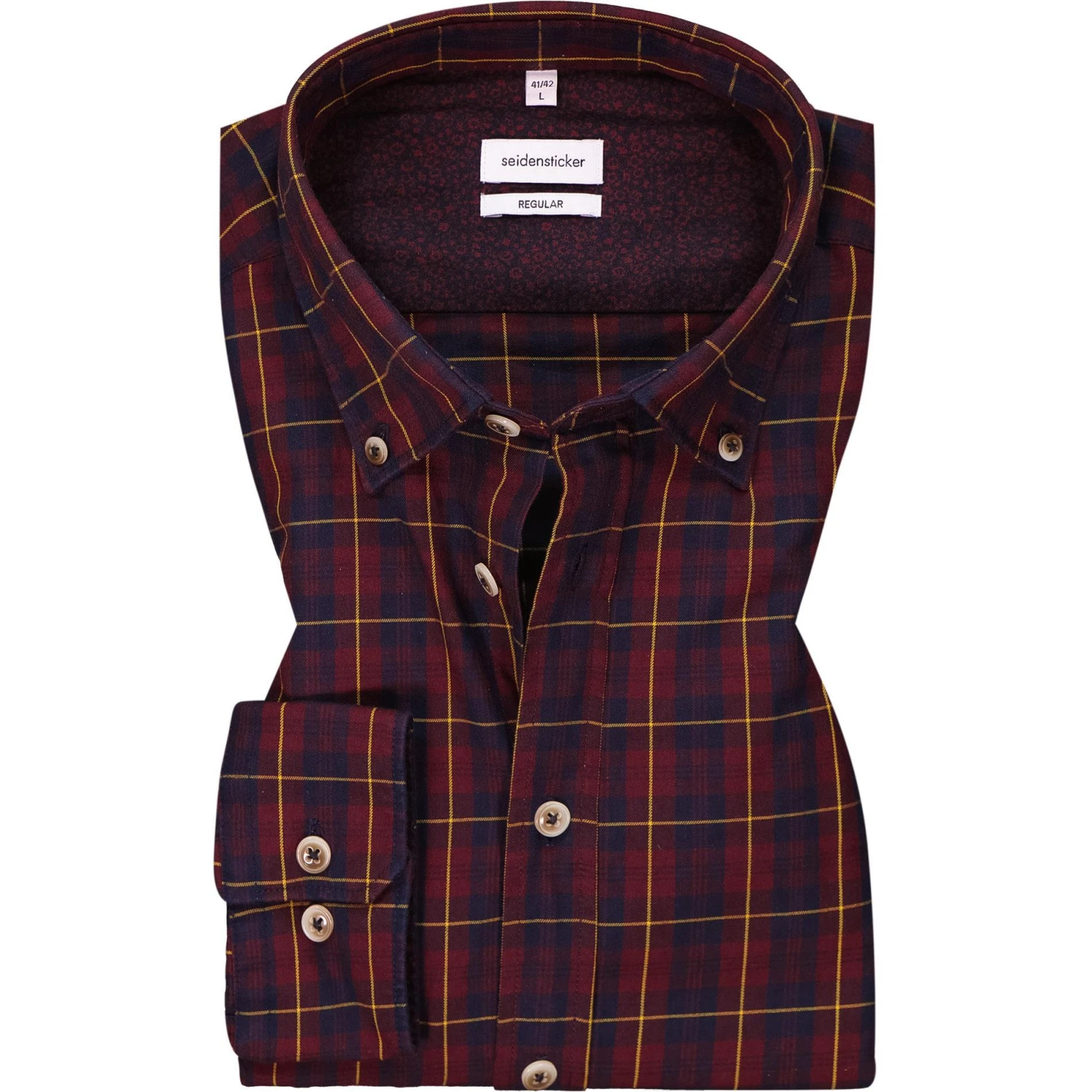 Seidensticker Hemd 150872/49 Regular Fit, Twill, Bordeaux kariert, Weinrot 1 Seidensticker Hemd 150872/49 Regular Fit, Twill, Bordeaux kariert, Weinrot