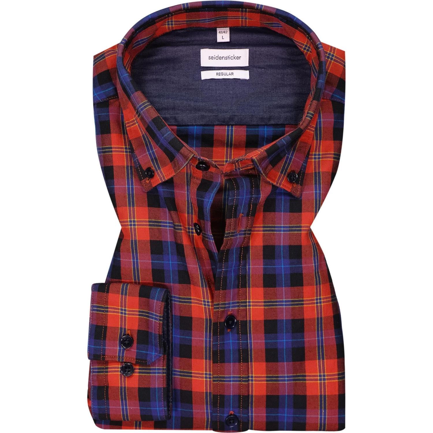 Seidensticker Hemd 150810/67 Regular Fit, Twill, Hellrot kariert, Orange 1 Seidensticker Hemd 150810/67 Regular Fit, Twill, Hellrot kariert, Orange