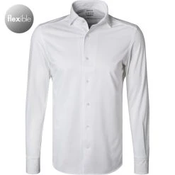 BOGGI MILANO Hemd BO21A0138/08 Regular Fit, Jersey atmungsaktiv, Weiß