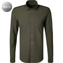 BOGGI MILANO Hemd BO21A0160/01 Jersey atmungsaktiv, Dunkeloliv, Militärgrün