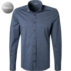 PURE Hemd D31312-21770/120 Jersey geruchshemmend, Marine meliert, Dunkelblau