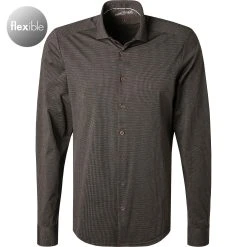 PURE Hemd D31307-21750/278 Jersey geruchshemmend, Braun-schwarz gemustert , Dunkelbraun