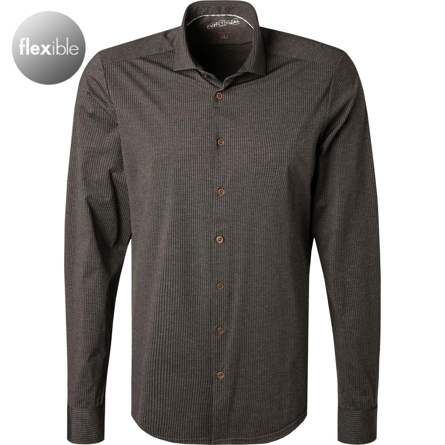 PURE Hemd D31307-21750/278 Jersey geruchshemmend, Braun-schwarz gemustert , Dunkelbraun 1 PURE Hemd D31307-21750/278 Jersey geruchshemmend, Braun-schwarz gemustert , Dunkelbraun