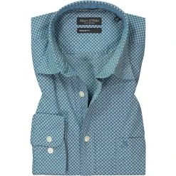 Marc O'Polo Hemd 128 7201 42030/D80 Regular Fit, Popeline, Rauchblau gemustert, Rauchblau