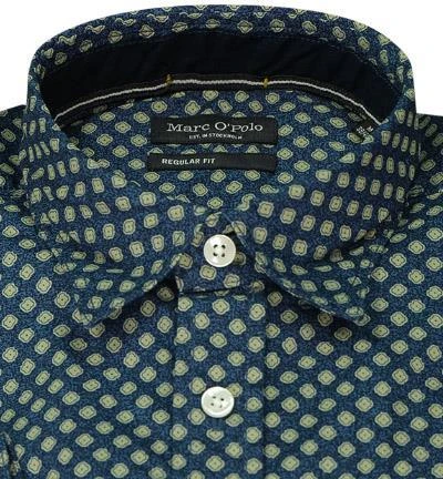 Marc O'Polo Hemd 128 7201 42030/D81 Regular Fit, Popeline, Navy-olivgrün gemustert, Dunkelblau 3 Marc O'Polo Hemd 128 7201 42030/D81 Regular Fit, Popeline, Navy-olivgrün gemustert, Dunkelblau – Bild 3