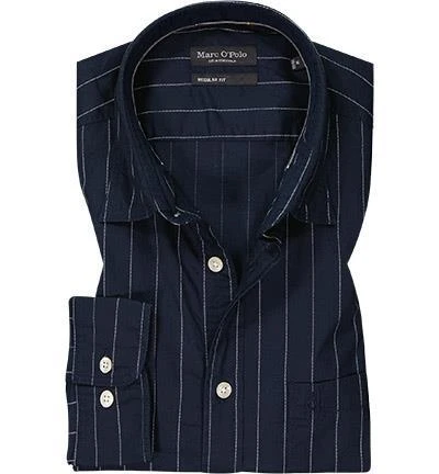 Marc O'Polo Hemd 128 7201 42030/D82 Regular Fit, Baumwolle, Dunkelblau-weiß gestreift, Nachtblau 2 Marc O'Polo Hemd 128 7201 42030/D82 Regular Fit, Baumwolle, Dunkelblau-weiß gestreift, Nachtblau – Bild 2