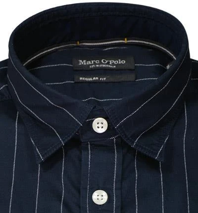 Marc O'Polo Hemd 128 7201 42030/D82 Regular Fit, Baumwolle, Dunkelblau-weiß gestreift, Nachtblau 3 Marc O'Polo Hemd 128 7201 42030/D82 Regular Fit, Baumwolle, Dunkelblau-weiß gestreift, Nachtblau – Bild 3