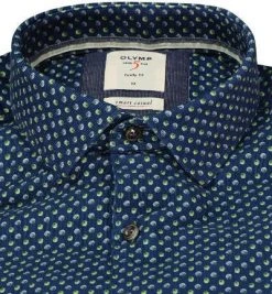 OLYMP Casual Level Five Body Fit 3576/84/45 Hemd, Cord, Dunkelblau-grün gemustert, Marine-grün -hemdenverkauf 375650 norm2