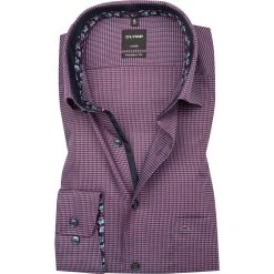 OLYMP Luxor Modern Fit 1231/64/86 Hemd, Baumwolle, Granat gemustert, Granat