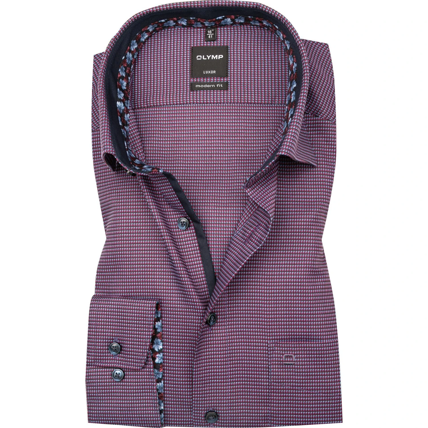 OLYMP Luxor Modern Fit 1231/64/86 Hemd, Baumwolle, Granat gemustert, Granat 1 OLYMP Luxor Modern Fit 1231/64/86 Hemd, Baumwolle, Granat gemustert, Granat