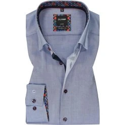 OLYMP Luxor Modern Fit 1326/84/13 Hemd, Baumwolle, Blau meliert, Rauchblau