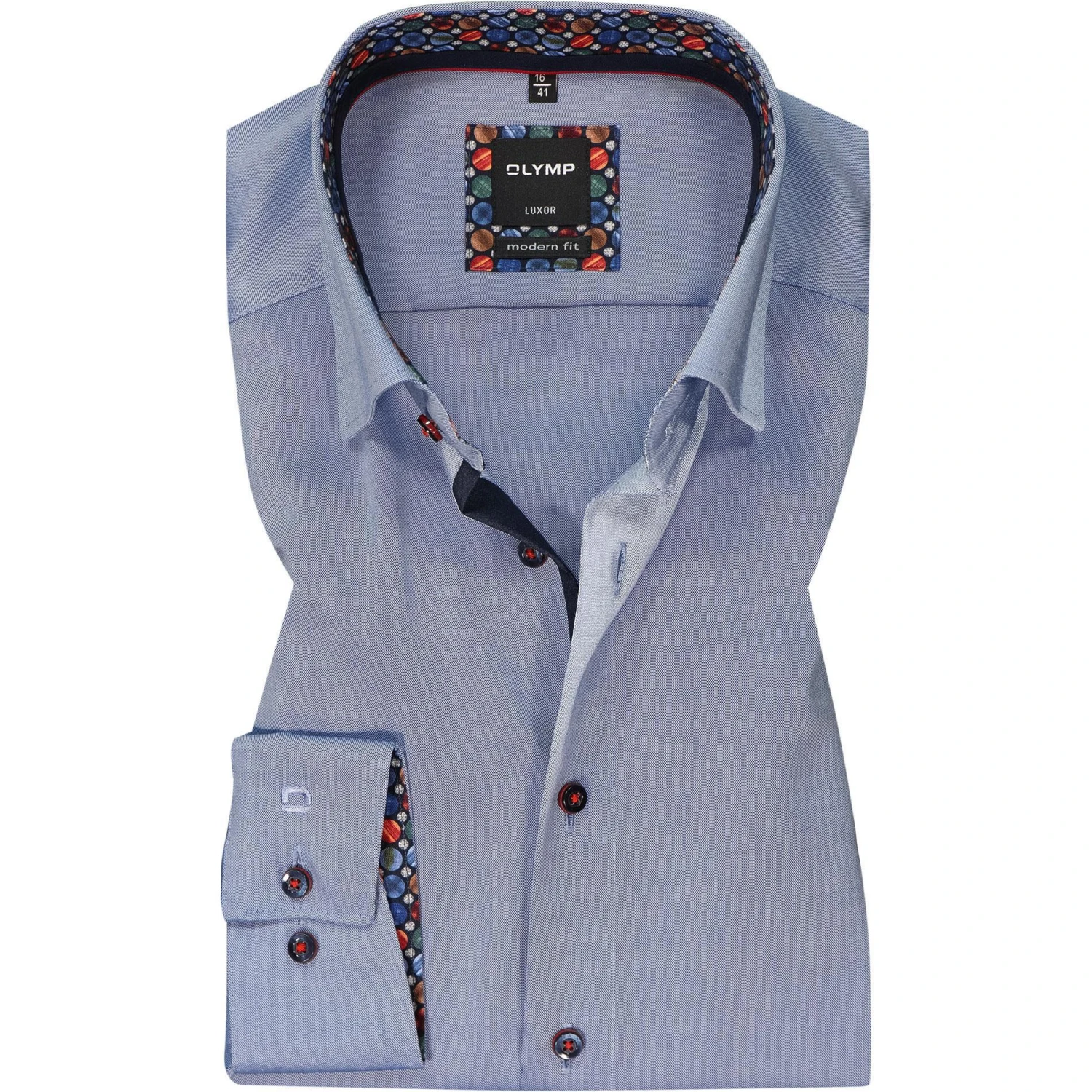 OLYMP Luxor Modern Fit 1326/84/13 Hemd, Baumwolle, Blau meliert, Rauchblau 1 OLYMP Luxor Modern Fit 1326/84/13 Hemd, Baumwolle, Blau meliert, Rauchblau