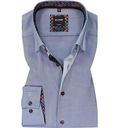 OLYMP Luxor Modern Fit 1326/84/13 Hemd, Baumwolle, Blau meliert, Rauchblau 2 OLYMP Luxor Modern Fit 1326/84/13 Hemd, Baumwolle, Blau meliert, Rauchblau – Bild 2