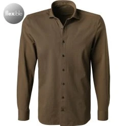 OLYMP Level Five Body Fit 2006/84/28 Hemd, Jersey geruchshemmend, Braun meliert, Braun