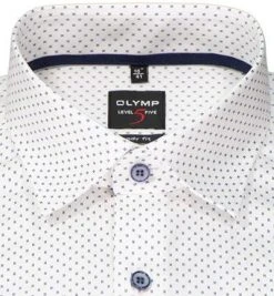 OLYMP Level Five Body Fit 2104/84/00 Hemd, Baumwoll-Stretch, Weiß-dunkelblau gemustert, Weiß -hemdenverkauf 375728 norm2