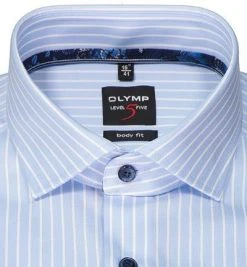 OLYMP Level Five Body Fit 2118/84/11 Hemd, Baumwoll-Stretch, Bleu-weiß gestreift, Bleu -hemdenverkauf 375730 norm2