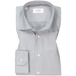 ETON Hemd 1000/02493/29 Contemporary Fit, Baumwolle, Silbergrau-weiß gemustert, Blaugrau