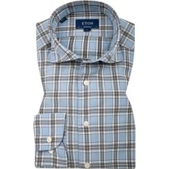 ETON Hemd 1000/02554/21 Contemporary Fit, Baumwolle, Hellblau kariert, Hellblau