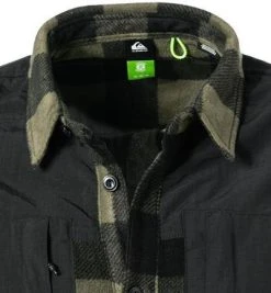 Quiksilver Hemd EQYWT04254/CRE6 Overshirt, Mikrofaser Fleece, Khaki-schwarz kariert, Dunkelgrün -hemdenverkauf 376245 norm2