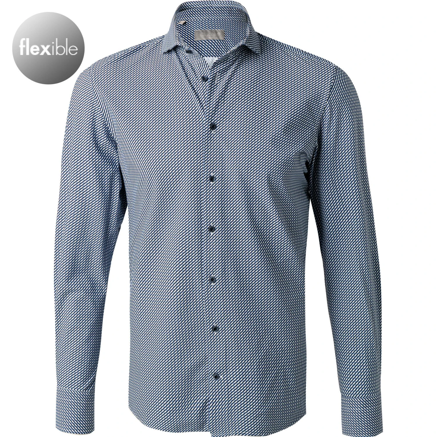 fakts Hemd 6041/254 Slim Fit, Jersey geruchshemmend, Blau gemustert, Blau 1 fakts Hemd 6041/254 Slim Fit, Jersey geruchshemmend, Blau gemustert, Blau