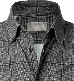 fakts Hemd 6046/359 Slim Fit, Jersey geruchshemmend, Grau kariert, Grau -hemdenverkauf 376310 norm2