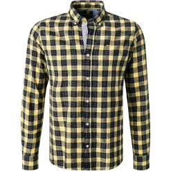 N.Z.A. Hemd 21GN513/1288 Leinen, Gelb-navy kariert, Gelb-navy